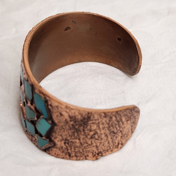 Southwest Copper Turquoise Cuff Bracelet - Picture 2 of 11